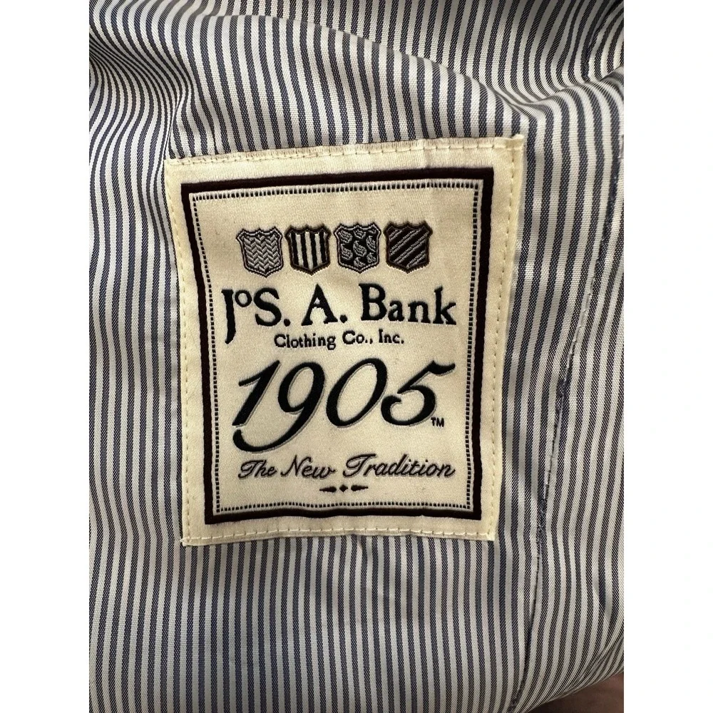 Jos A Bank 1905 Mens 37R Slim Fit Wool Blazer Navy Blue‎ Gold Crest Buttons